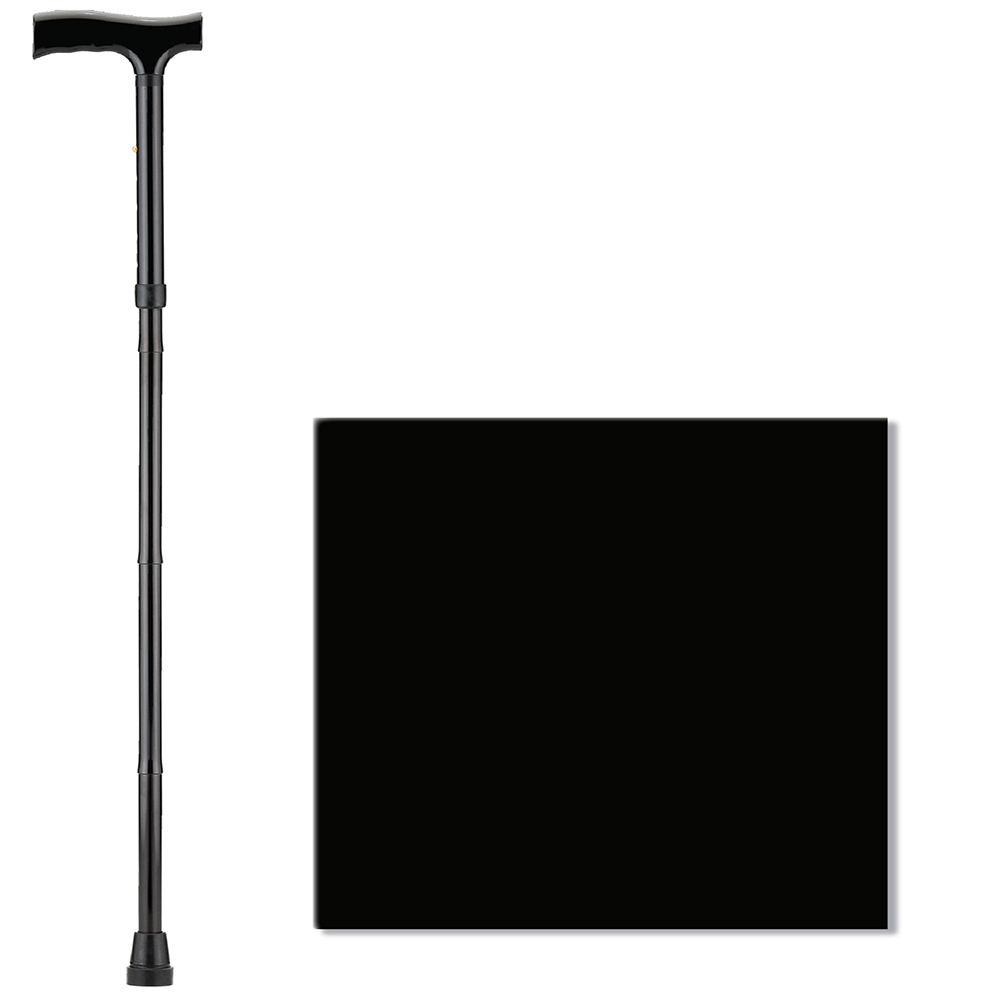 Folding Cane With Wood Grip Handle, Black Swatch